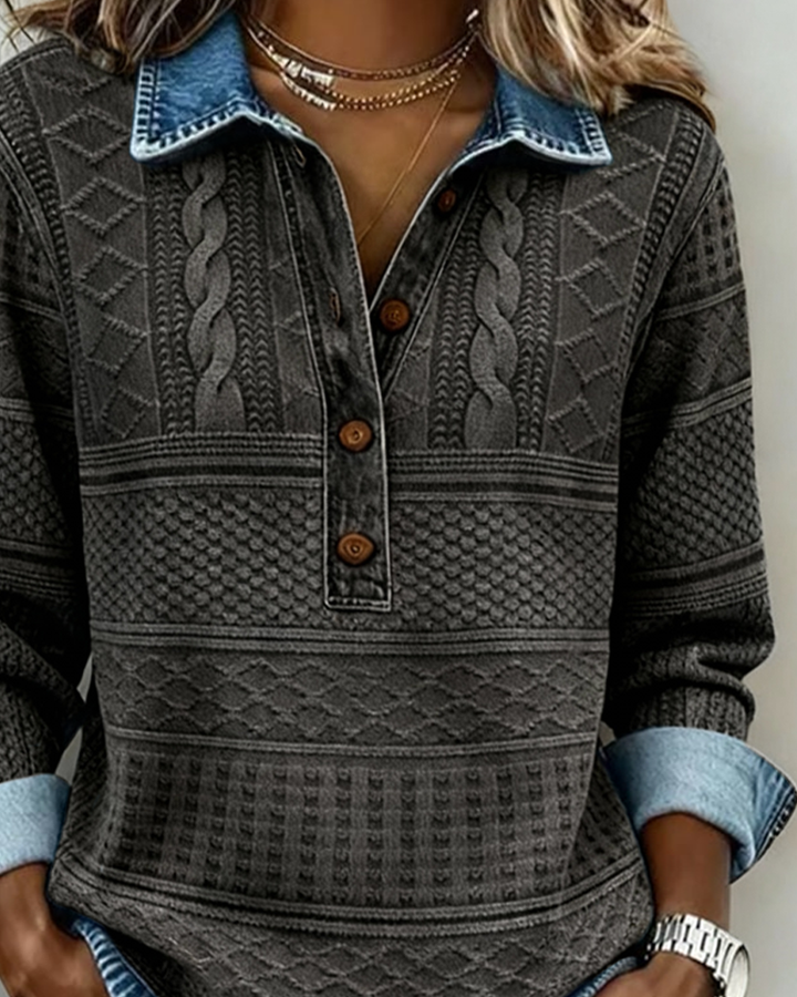 Dolores™ | Trendy Sweatshirt with Half Button & Collar