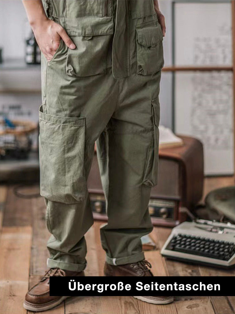 Loose-Fitting Dungarees with Large Pockets and Zip