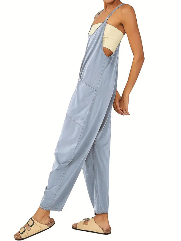 Casual Dungaree Jumpsuit with Large Pockets