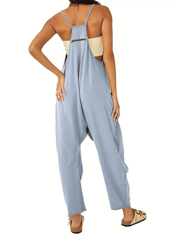 Casual Dungaree Jumpsuit with Large Pockets