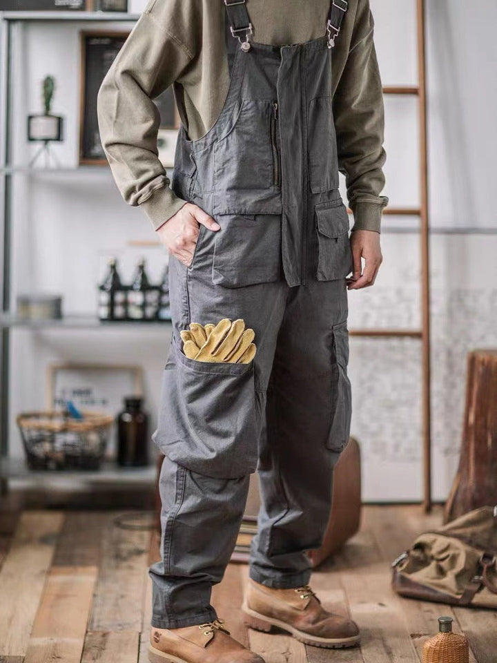 Loose-Fitting Dungarees with Large Pockets and Zip