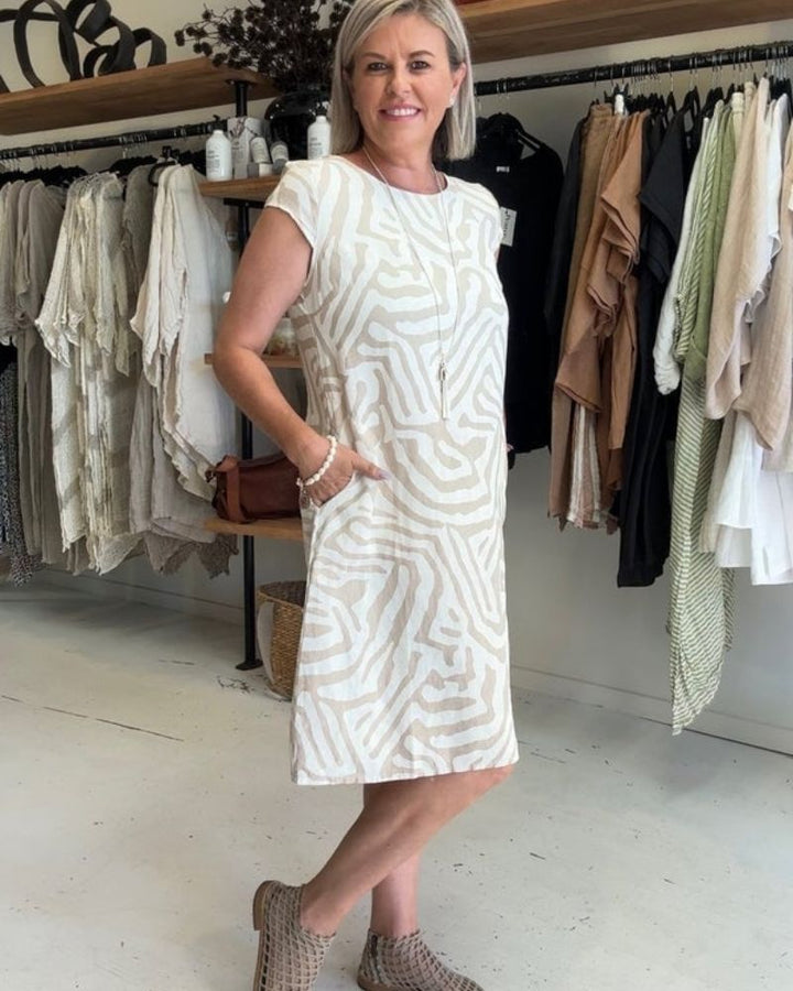 Nelia™ | Printed Summer Dress with Round Neckline