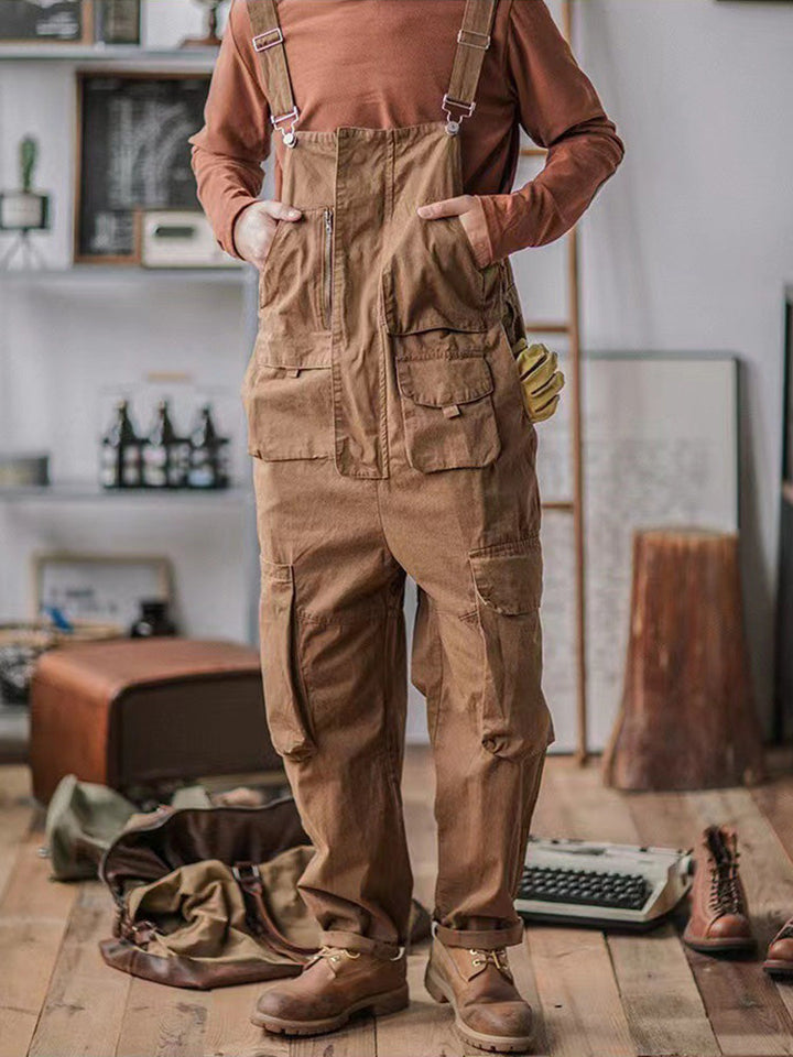 Loose-Fitting Dungarees with Large Pockets and Zip