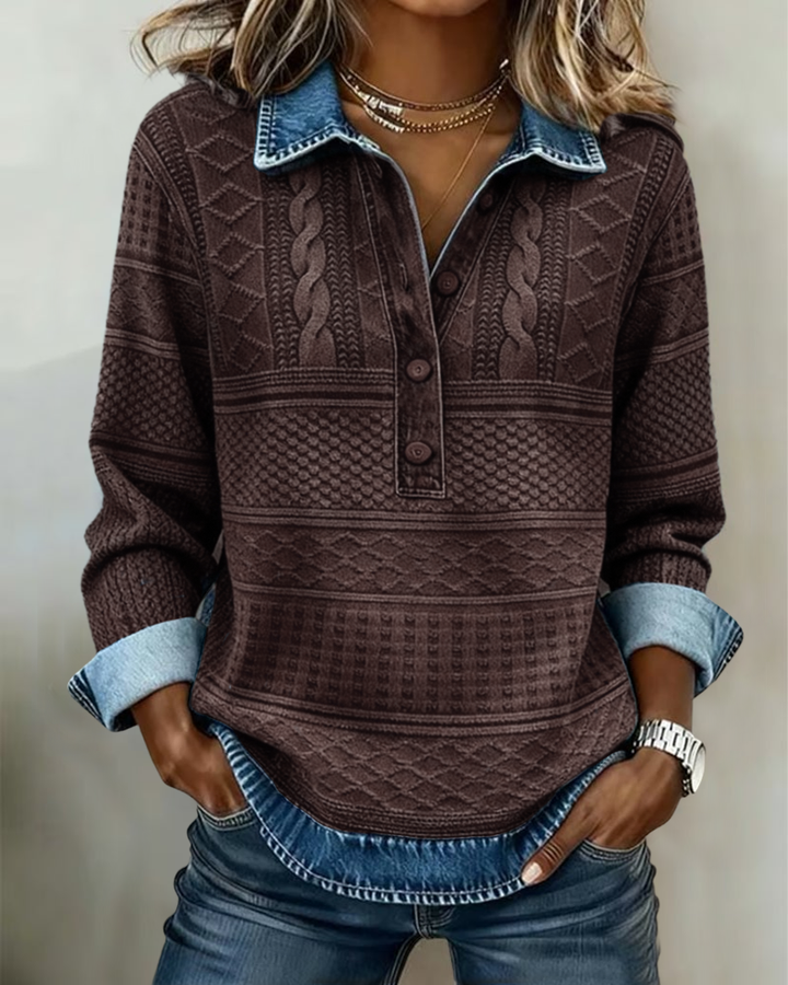 Dolores™ | Trendy Sweatshirt with Half Button & Collar