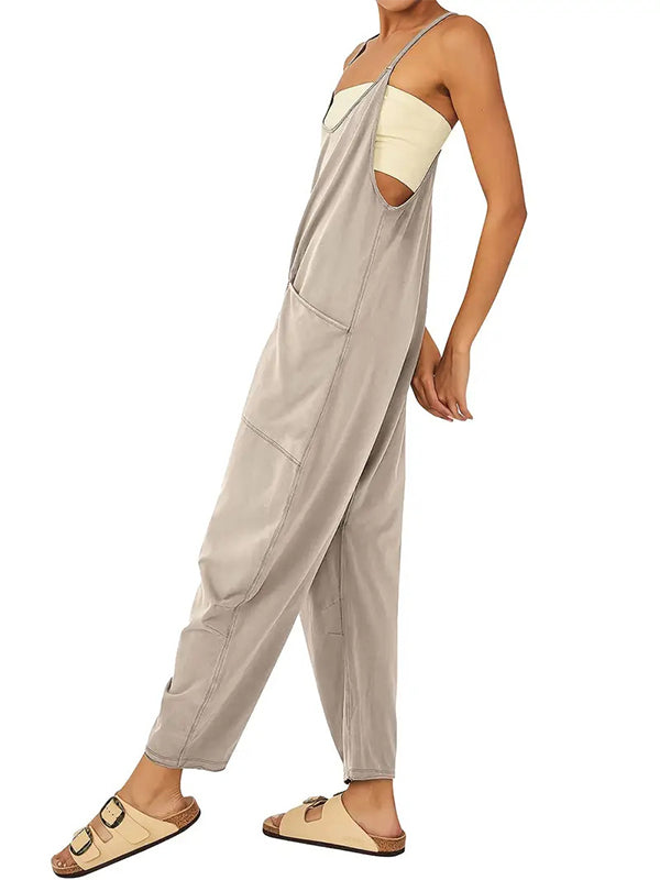 Casual Dungaree Jumpsuit with Large Pockets