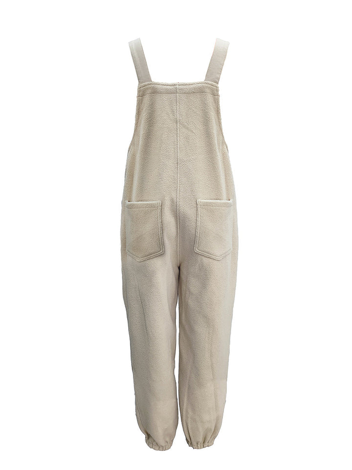 Fleece Dungarees for Women with Coconut Shell Buttons
