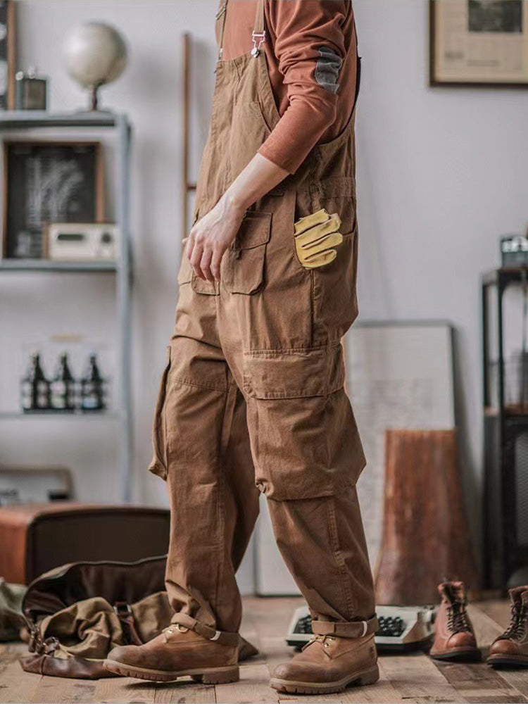 Loose-Fitting Dungarees with Large Pockets and Zip
