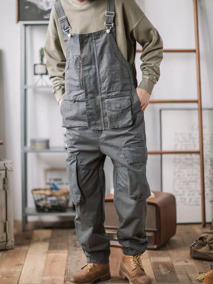 Loose-Fitting Dungarees with Large Pockets and Zip