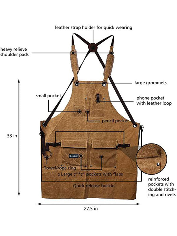 Durable Work Apron Made from Waxed Canvas