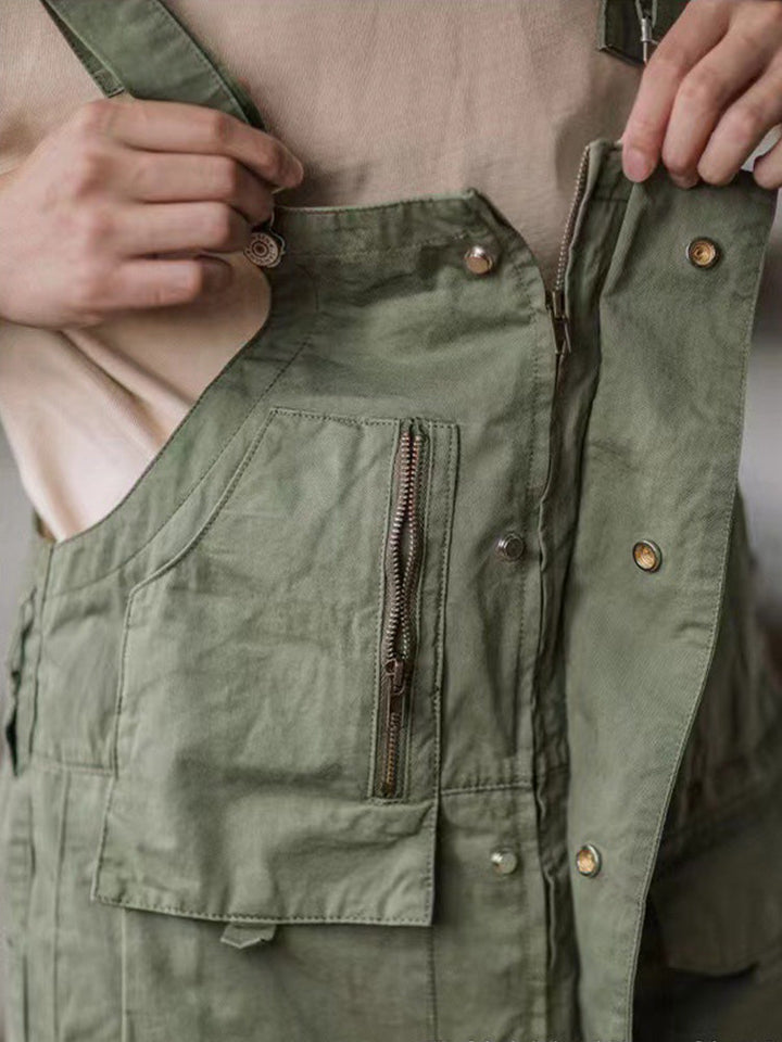 Loose-Fitting Dungarees with Large Pockets and Zip