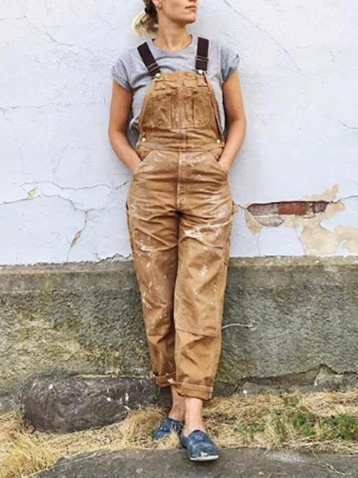 Women's Canvas Dungarees with Relaxed Fit
