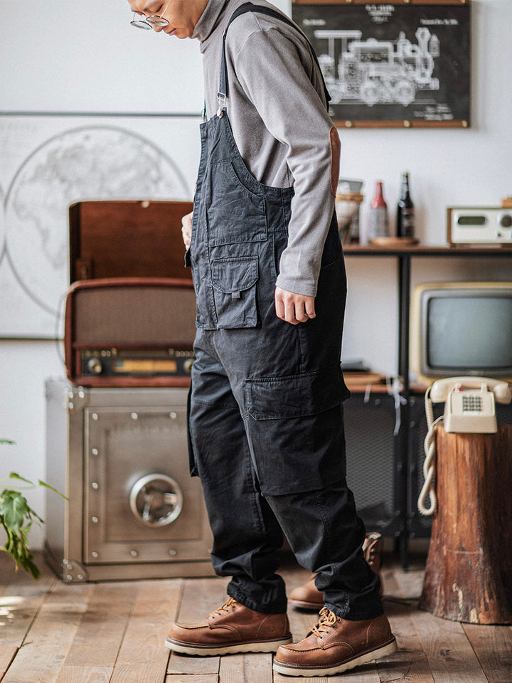 Loose-Fitting Dungarees with Large Pockets and Zip