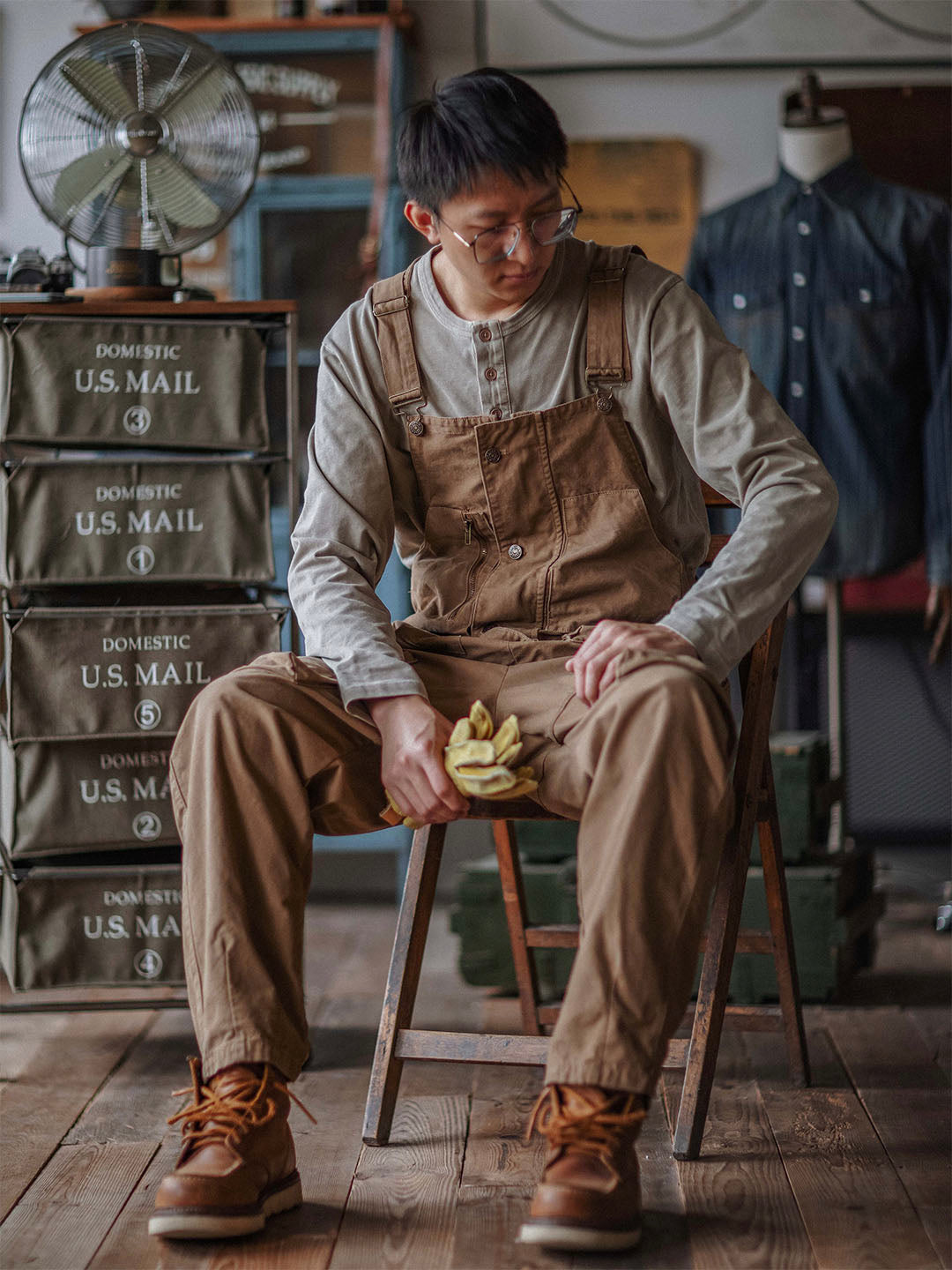 Canvas Cargo Dungarees for Men