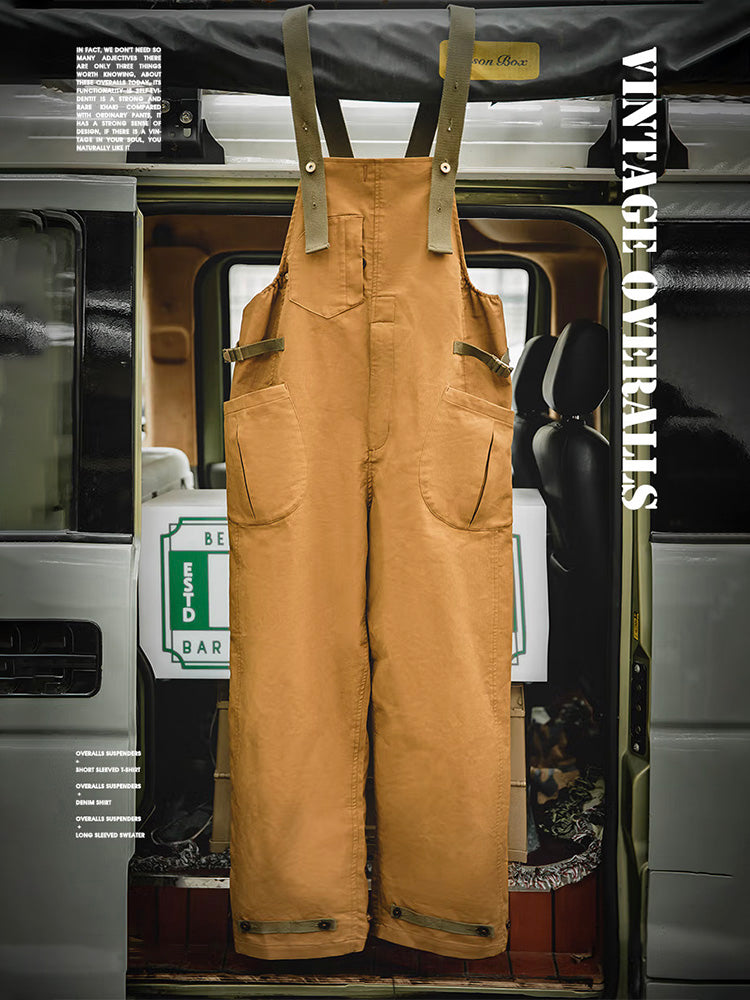 Relaxed Fit Stretch Overalls for Men with Unique Pocket