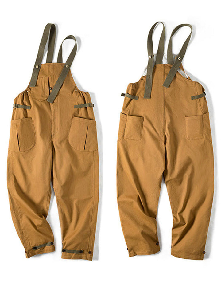 Relaxed Fit Stretch Overalls for Men with Unique Pocket