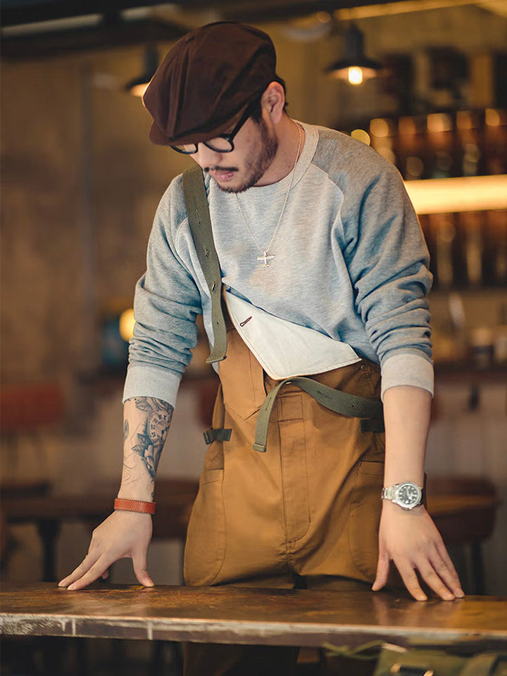 Relaxed Fit Stretch Overalls for Men with Unique Pocket