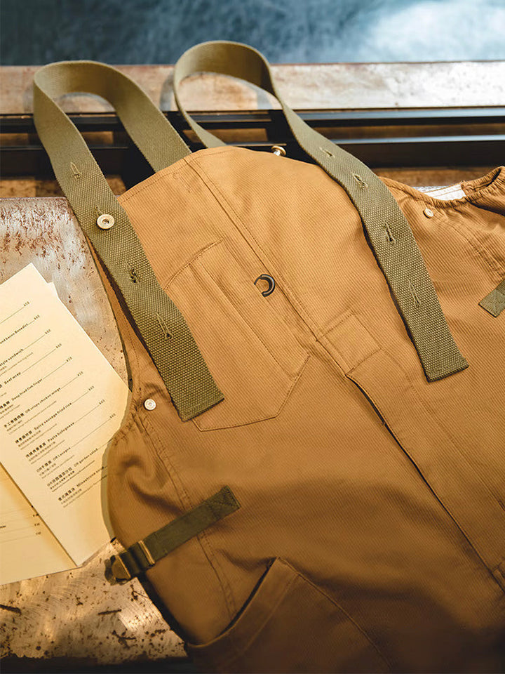 Relaxed Fit Stretch Overalls for Men with Unique Pocket