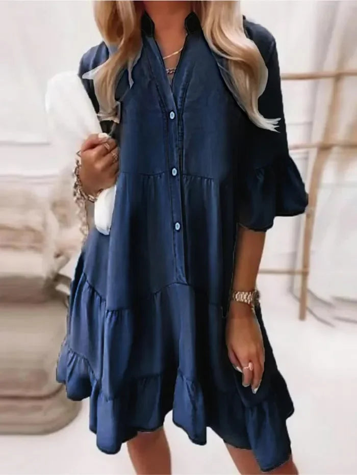 Amy | Ruffle Denim Dress