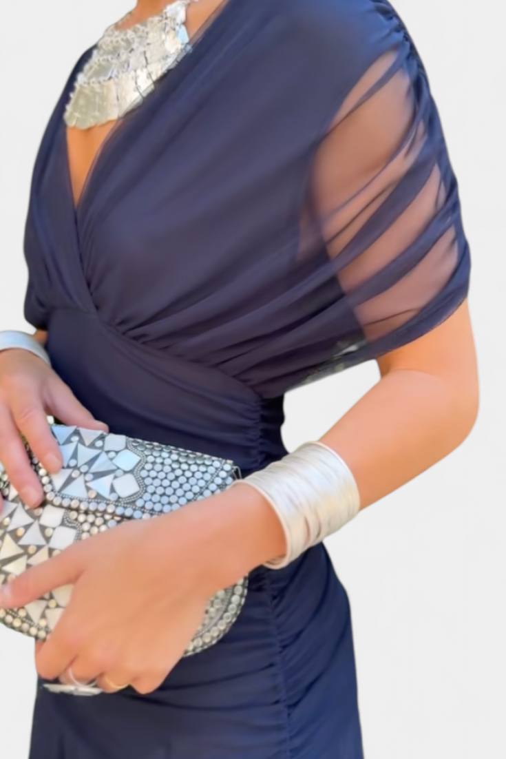 Florendra™ | Long Floral V Neck Dress