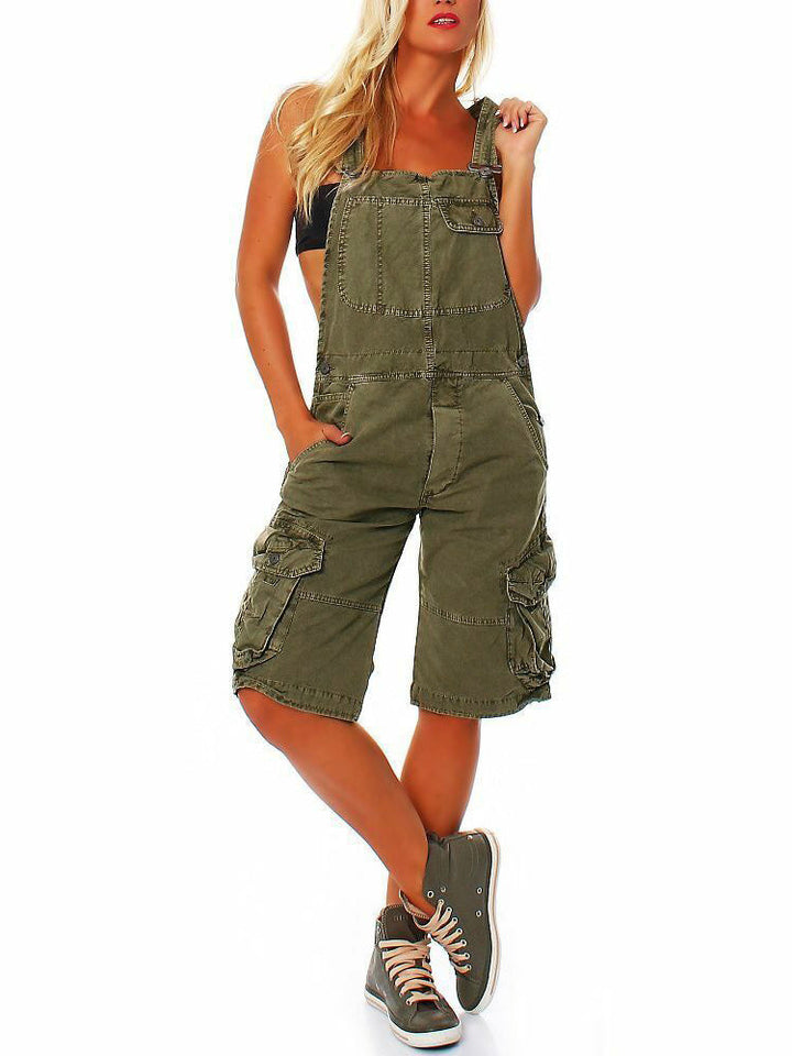 Ladies' Short Dungarees with Cargo Pockets
