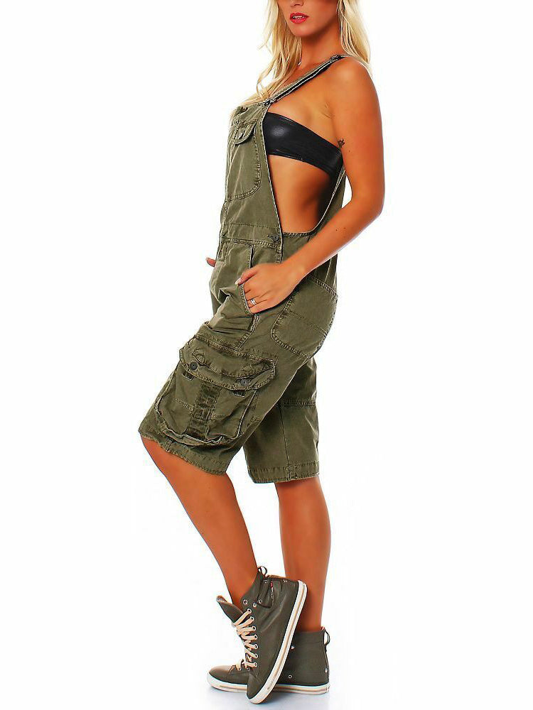 Ladies' Short Dungarees with Cargo Pockets