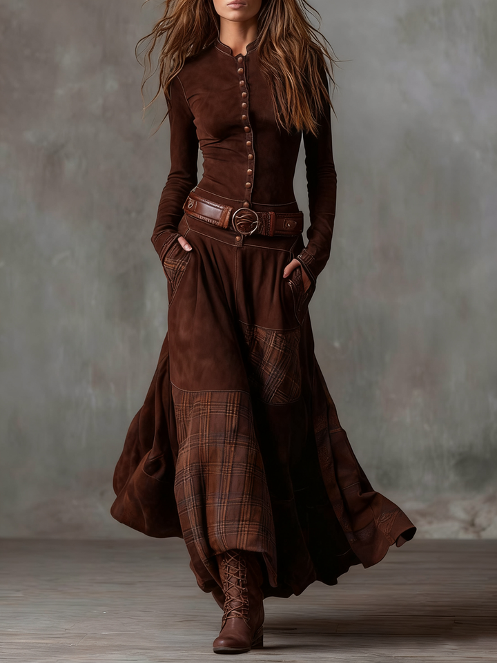 Izabella™ Suede Maxi Dress + Free Belt