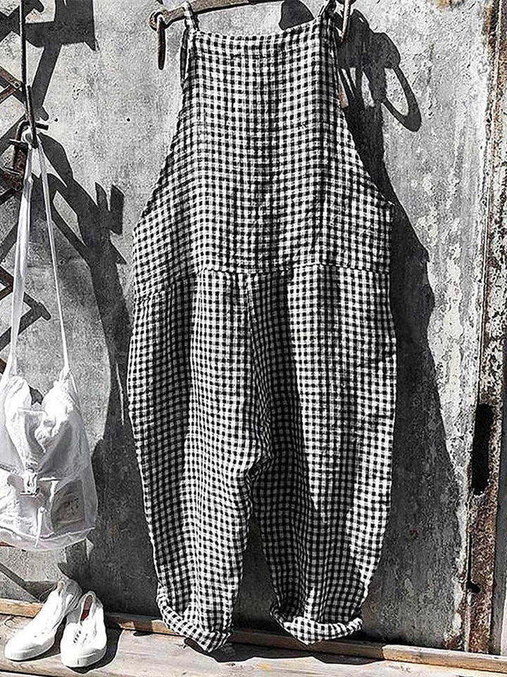 Striped Dungarees in Linen and Cotton