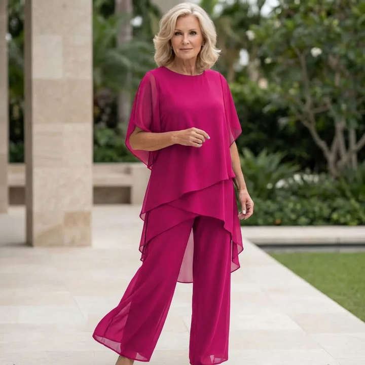 Kayla™ | Suit with Draped Palazzo Pants