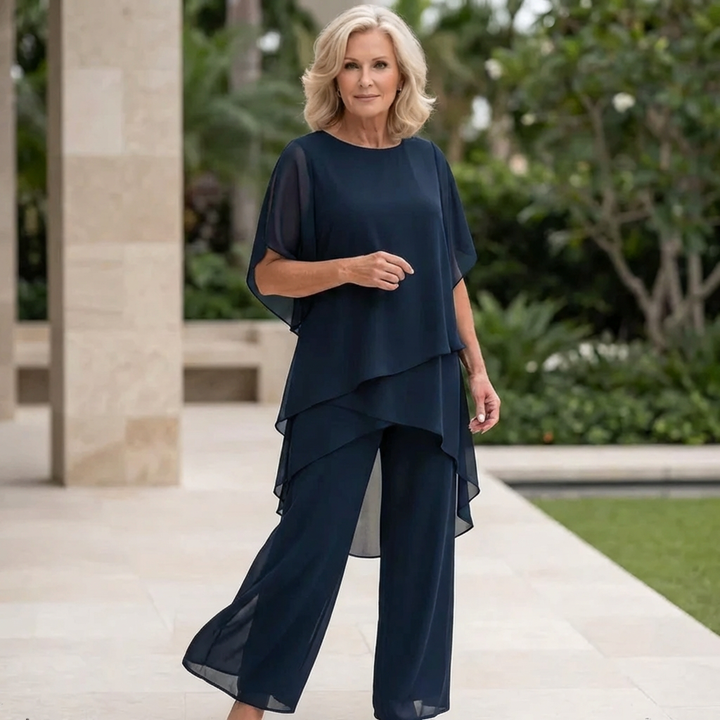 Kayla™ | Suit with Draped Palazzo Pants