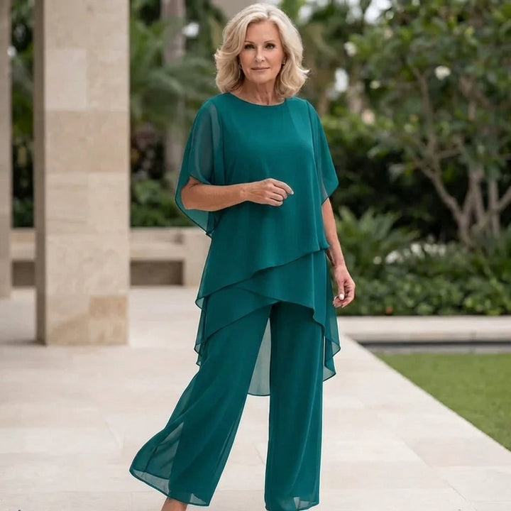 Kayla™ | Suit with Draped Palazzo Pants