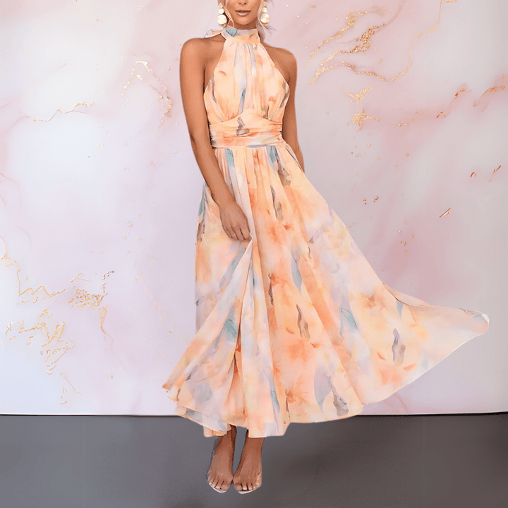 Esther™ | Halterneck Watercolour Print Dress