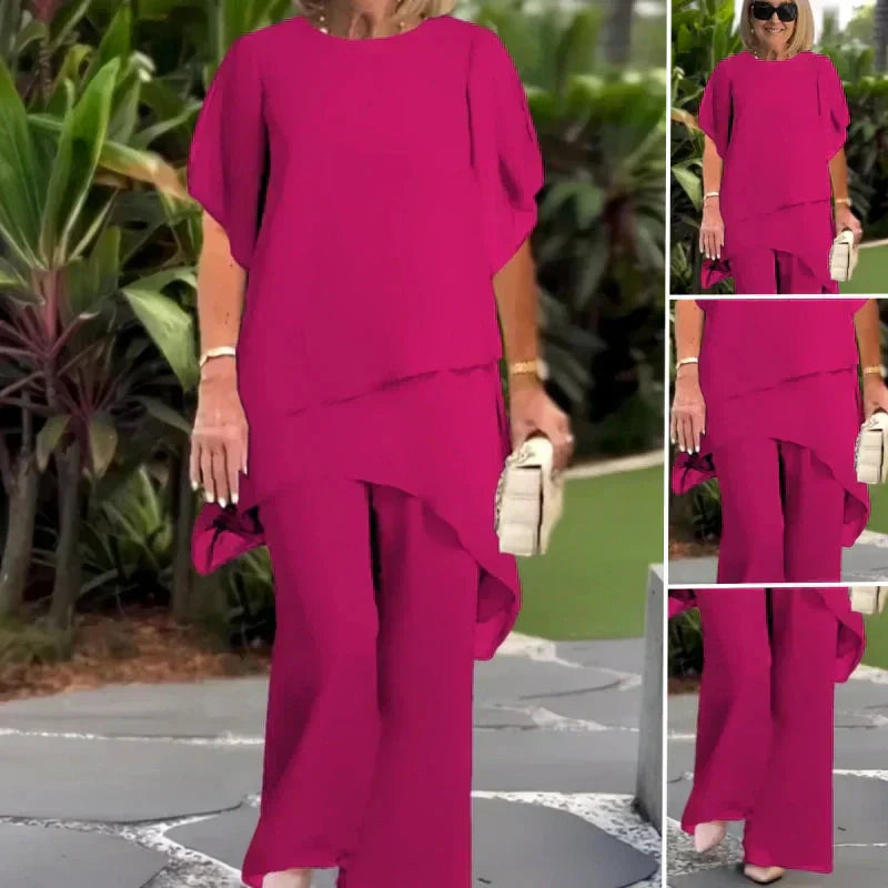 Kayla™ | Suit with Draped Palazzo Pants