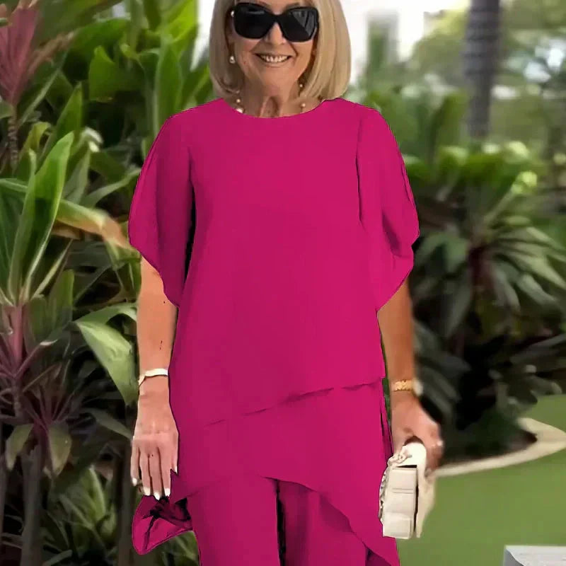 Kayla™ | Suit with Draped Palazzo Pants