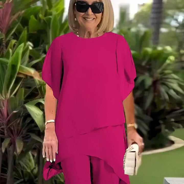 Kayla™ | Suit with Draped Palazzo Pants