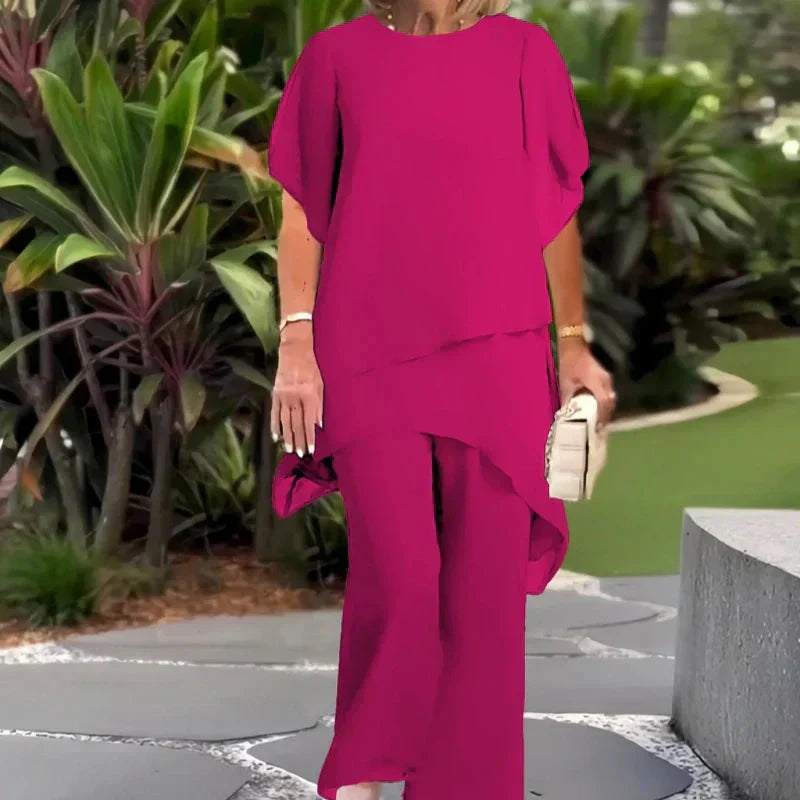 Kayla™ | Suit with Draped Palazzo Pants