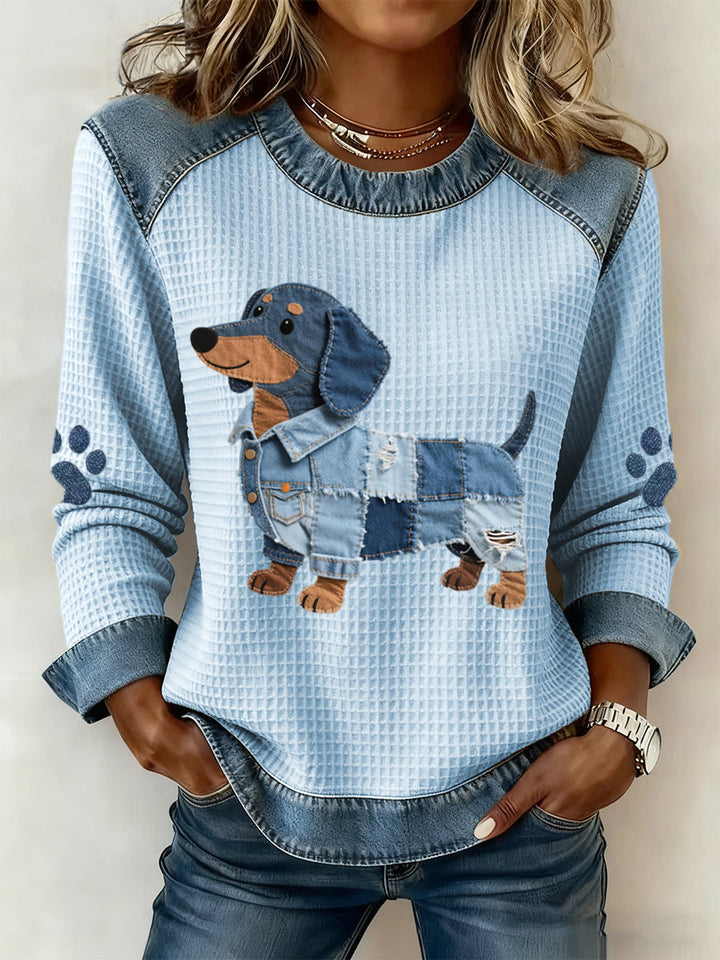 Calyné™ | Soft Patchwork Puppy Blouse